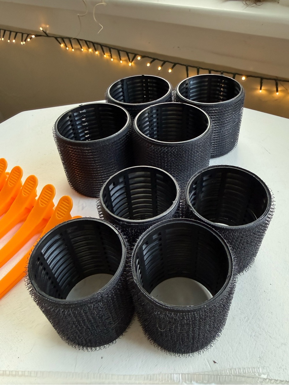 Hair rollers x8 — set w/ clips + bag